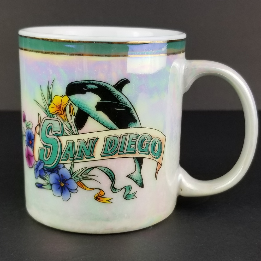 Vintage San Digeo Luster-Ware Killer Whale Mug